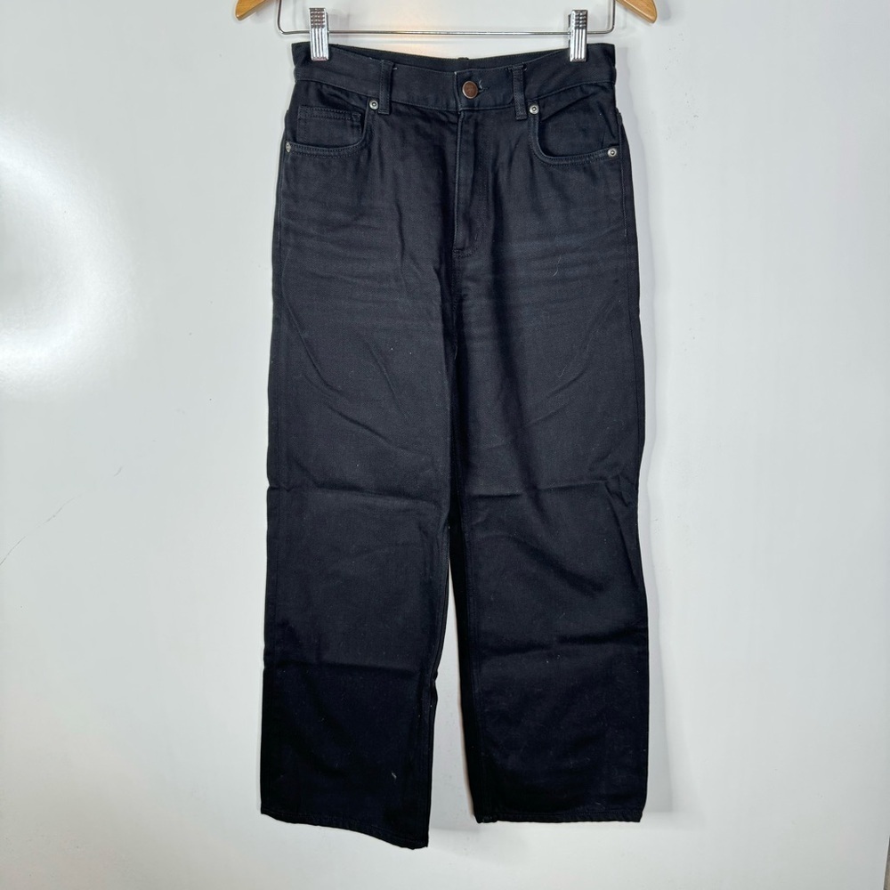 COS Wide Crop 3/4‎ Large Straight Leg Black Jeans Size 24